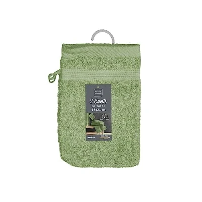 Immagine di Douceur d&#039;Intérieur, 2 guanti da bagno (15 x 21 cm) Teneresse Fougere, spugna
