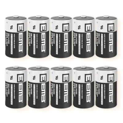 Immagine di EEMB ER14250 batteria al litio 1/2 AA 3,6 V, 1200 mAh, cloruro di tionile (Li SOCL₂), non ricaricabile, per sensore movimento, sistema sicurezza domestica (confezione da 10)