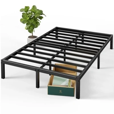 Immagine di Zinus Elias letto 160x190 cm Struttura 36 di Altezza con contenitore sotto il a piattaforma in metallo Nero