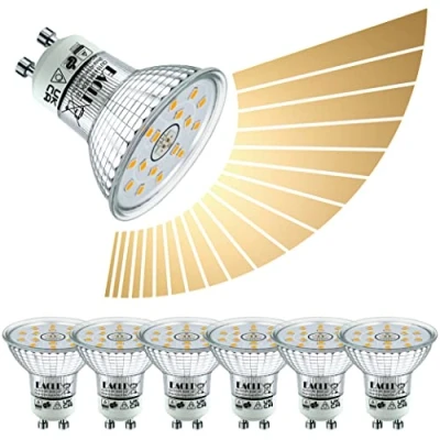 Immagine di EACLL Lampadine LED GU10 4.8W Dimmerabile in Modo Continuo, Pacco da 6, Equivalente a Lampade Alogena 50W, 347lm 3000K Luce Bianco Caldo, Faretti AC 230V senza Sfarfallio, Angolo Fascio 120 Spot