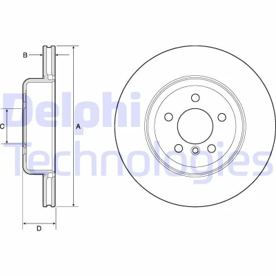 Immagine di DELPHI BG4752C Disco freno 345 24 5 ventilato rivestito ad alto tenore di carbonio senza cuscinetto ruota, anello sensore ABS BMW: 3 Touring