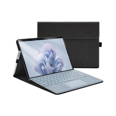 Immagine di Omnpak Custodia per tablet Surface Pro 11, 10,Pro 9 Business con portapenne, angolo di visualizzazione multiplo regolabile, compatibile la tastiera Type Cover