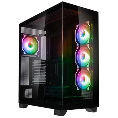 Immagine di Kolink Unity Arena Case per PC, vetro panoramico, Ventole ARGB Umbra X, Copri Alimentatore, Acciaio SPCC, spazio GPU da 420 mm, Mid Tower, Nero