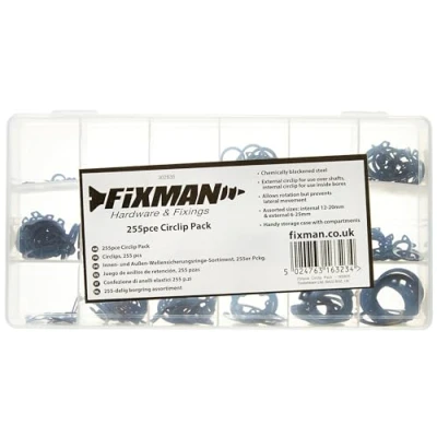 Immagine di Fixman 302835 Confezione 255 Pezzi di Anelli Elastici, Nero