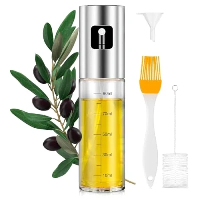 Immagine di PORTENTUM Spruzzatore Olio Spray Premium per Cucina e Friggitrice ad Aria 100ml Antigoccia, Oliera di Vetro con Dispenser Accessori Senza