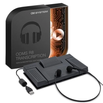 Immagine di Kit di trascrizione audio OM SYSTEM AS 2700 (pedaliera USB, cuffie stereo da dattilografo, software ODMS R8 per PC Windows)