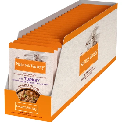 Immagine di Nature&#039;s Variety Bites in Salsa 22 x 85 g umido gatto con Tacchino