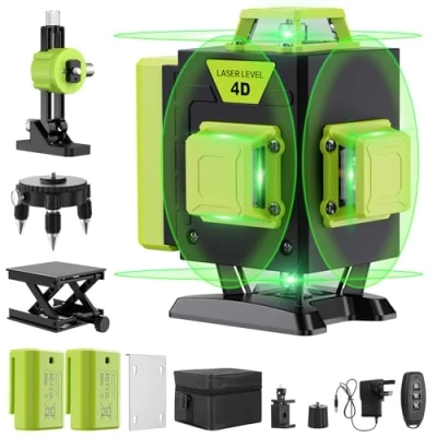 Immagine di Verde Livella Laser Autolivellante 4x360 , 16 Linee Livello per La Progettazione Interna, Telecomando, 2 * batterie (Verde chiaro)