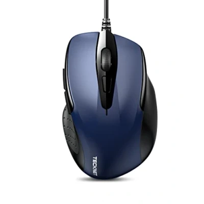 Immagine di TECKNET PRO Mouse con Filo, 6400 DPI Ottico Cablato, 6 Pulsanti, Cavo USB 1.5M, Plug and Play, Ergonomico Filo per PC, Computer, Laptop, Mac Laptop Blu