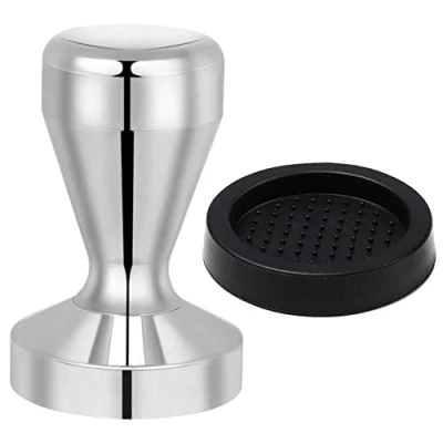 Immagine di Vicloon Pressino per Caffè, Caffè Tamper Espresso in 403 Acciaio Inox con Tappetino Silicone, 51mm Argento Manomissione della Macchina