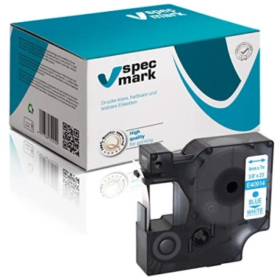Immagine di Specmark compatibile con DYMO D1 6 24 mm tutti i colori per stampante LM Label Manager LP Point LW Writer DUO 9mm Nastro stampa bianco/blu.