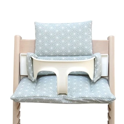 Immagine di Blausberg Baby Cuscino Set compatibile con seggiolone Tripp Trapp di Stokke, fatto in Germania, materiali certificati OEKO TEX 100, Happy Star Verde