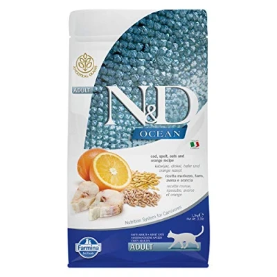 Immagine di 2 x 1,5 kg Farmina N&amp;D Ocean Low Grain Adult Cat Merluzzo e Arancia
