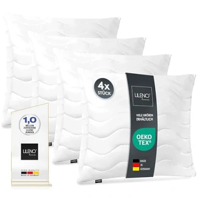 Immagine di Lileno Home Imbottitura per cuscino, 40 x cm, set da 4 pezzi, cuscino interno trapuntato, chi soffre di allergie, in microfibra, come decorativo e divano, lavabile a C