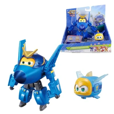 Immagine di Super Wings Transforming Jerome &amp; Pet, personaggi robotici Transformer, giocattoli per bambini e bambine di età 3 4 5 6 7 8 anni