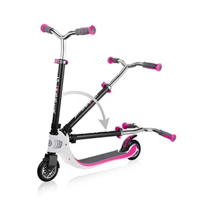 Immagine di Globber FLOW FOLDABLE 125 Monopattino pieghevole a 2 ruote per bambini dai 6 anni in su e adolescenti , Bianco Rosa