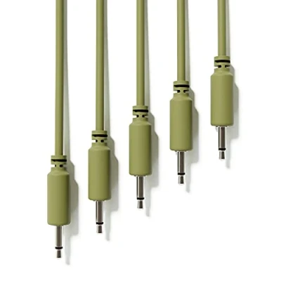 Immagine di ExcelValley 5 Pack Cavi Modulari Patch Mono TS 3,5mm 1/8&quot; Eurorack Sintetizzatore [Verde Militare 20 cm 8&quot;]