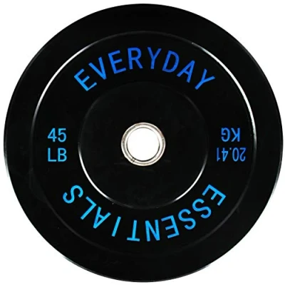 Immagine di Everyday Essentials Piastra di peso olimpica codificata a colori con mozzo in acciaio, singolo, nero, 20,4 kg