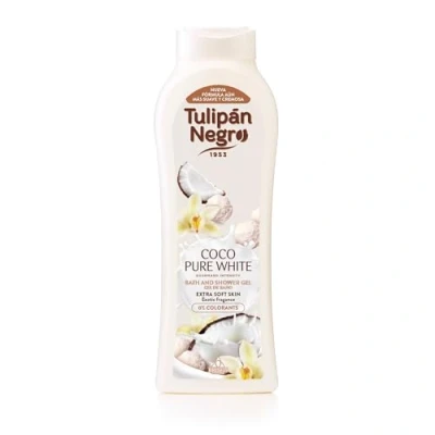 Immagine di Tulipan nero, gel da bagno Coco bianco puro, la pelle particolarmente liscia, 720 ml