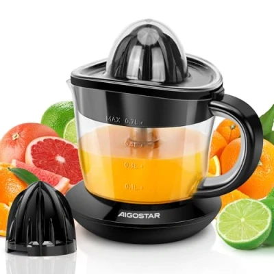 Immagine di Aigostar Thomas Spremiagrumi elettrico 40 Watt, 700ml, con beccuccio antigoccia. 2 Coni Intercambiabili. BPA FREE