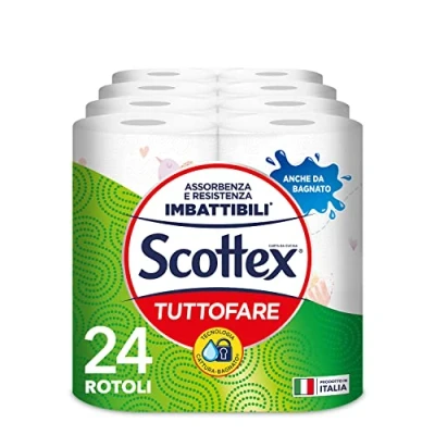 Immagine di Scottex Tutto Fare, Carta Da Cucina, Morbida e Resistente, Ultra assorbente, Con certificata FSC, 24 Maxi Rotoli