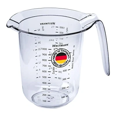 Immagine di Westmark Caraffa graduata, Varie unità di misura multilingue, Capacità: 1 l, Plastica, Trasparente, 30652270