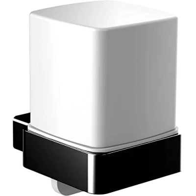 Immagine di Emco Loft Dispenser di Sapone monocomando in Vetro Satinato, Pompa plastica, Zinco pressofuso, Nero, Wandmontage