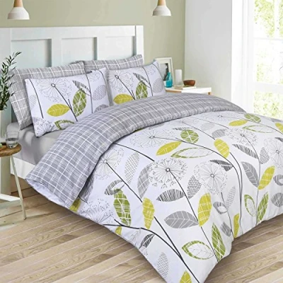 Immagine di Dreamscene Luxurious Allium Set Copripiumino con federa, in poliestere/cotone, Grigio, Doppio