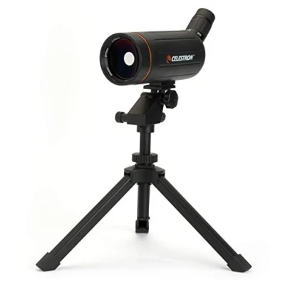 Immagine di Celestron 52238 Mini Mak 70 mm Cannocchiale angolato Maksutov Ottimo per la visione a lungo raggio Oculare zoom 2575x Ottica multistrato Rivestimento in gomma Treppiede da tavolo incluso