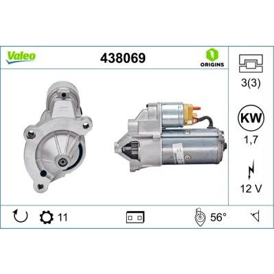 Immagine di VALEO NEW ORIGINAL PART 438069 Motorino di avviamento 12 1,7 11 CITROËN: Xsara Picasso, Jumper I Van, XM Hatchback, PEUGEOT: 206 Hatchback