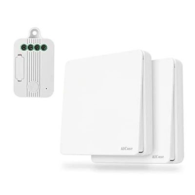 Immagine di AICase Interruttore Luce Senza Fili, Luci Mobile + Ricevitore a relè Radio Telecomando Fino 600 Metri On/Off Switch Wireless per Lampade e Apparecchi Elettrici, No WiFi, App