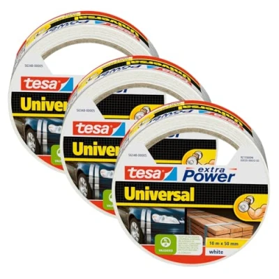 Immagine di tesa UNIVERSAL 56348 Nastro in tessuto Bianco (L x L) 10 m 50 mm 3 pz.