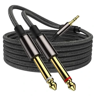 Immagine di cavo da 3.5 mm a doppio 6.35 TRS 1/8&quot; TS Mono Audio Y Splitter Y, VIOY stereo Aux per iPhone, iPod, lettori CD, sistemi e altoparlanti multimediali