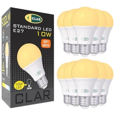 Immagine di CLAR Lampadine LED E27 Luce Calda, Lampadina E27, Lampade 3000K, 10W (Pack 10)