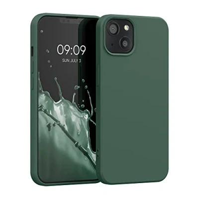 Immagine di kwmobile Custodia Compatibile con Apple iPhone 13 Cover Back Case per Smartphone in Silicone TPU Protezione Gommata verde muschio