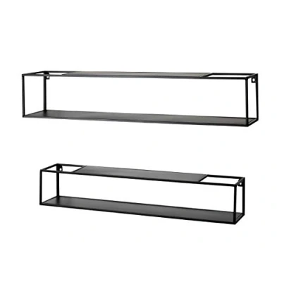 Immagine di HAKU Möbel Set di 2 mensole da parete, metallo, nero, L 85 x P 17 A cm/L 75 14 cm