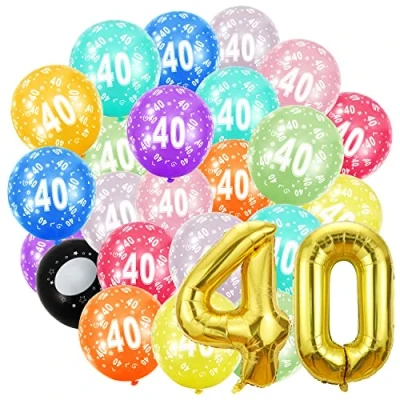 Immagine di Palloncino con numeri di compleanno, 40 anni e 20 pezzi, 30 cm, in pellicola dorata, decorazione per elio, uomini, donne, compleanno