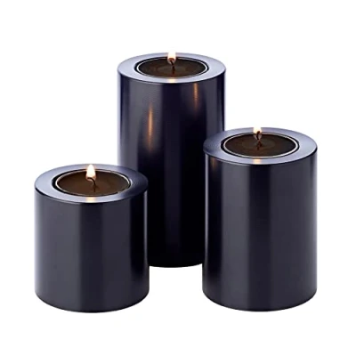 Immagine di EDZARD Cornelius Set di 3 portacandele permanenti, colore nero, diametro: 6 cm, altezza 6, 8 e 10 resistente al calore fino a 90 gradi