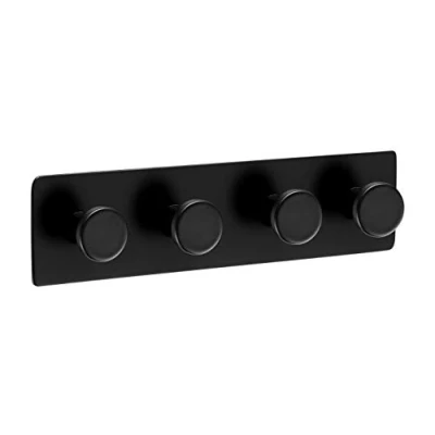 Immagine di Ambrosya Portasciugamani Autoadesivo in Acciaio Inossidabile Nero Gancio Bagno Staffa Asciugamano Adesivo (Acciaio (Nero), 1 x 4)