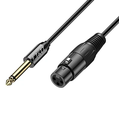 Immagine di J&amp;D XLR a TS 6.35mm 1/4 Cavo per Microfono, PVC Sgusciato 6,35mm Maschio Femmina Unbalanced Audio Stereo Adattatore di Interconnessione Speaker Mic Chitarra Mixer AMP, 1,5 Meter