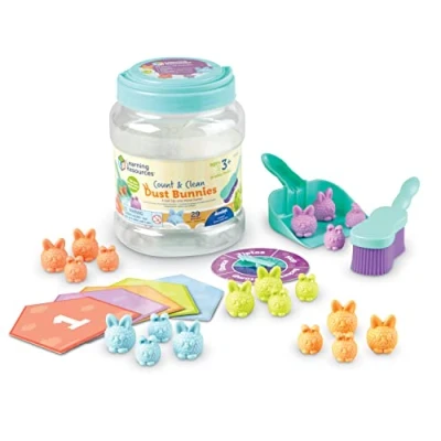 Immagine di Learning Resources Coniglietti della Polvere Conta &amp; Pulisci attività per Bambini in età prescolare, Set di Giochi educativi, Giocattoli didattici a Colori, 29 Pezzi, dai 3 Anni avanti, LER5073