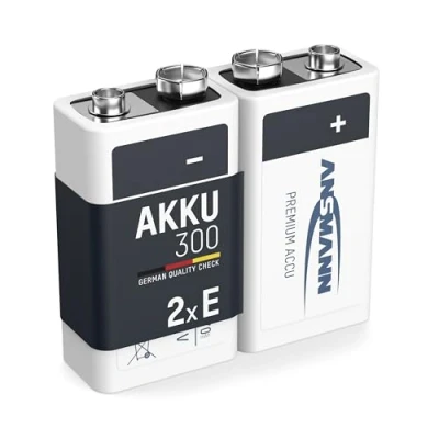Immagine di ANSMANN 2x Batteria ricaricabile 9V Tipo 300mAh (min. 270 mAh) NiMH Pila E Block prericaricata