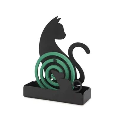 Immagine di Balvi Supporto zampirone per zanzare Feline Colore Nero Include Base i residui Metallo