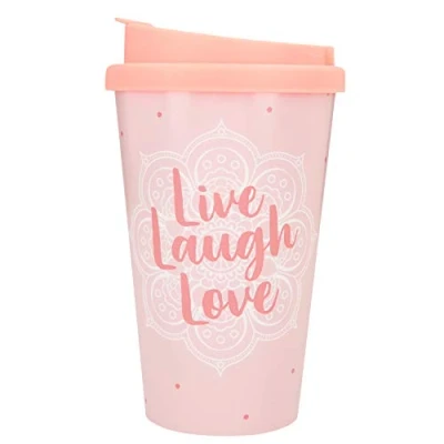 Immagine di Depesche Live Laugh Love 2180.033 Tazza in plastica con scritta, 350 ml, riutilizzabile