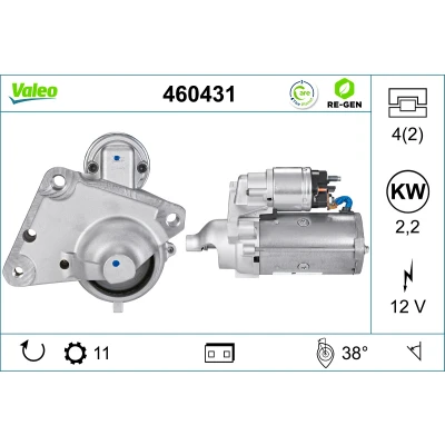 Immagine di VALEO 460431 Motorino di avviamento 12 2,2 11 CITROËN: C3 I Hatchback, C5 III Station Wagon, Xsara Picasso, PEUGEOT: 206 207 Hatchback