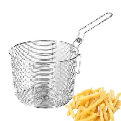 Immagine di Cestello per friggitrice, Cestelli friggere, Patatine con Manico servire, Cestini Alimenti pentole Calde, Fritte, Pasta, Cipolla