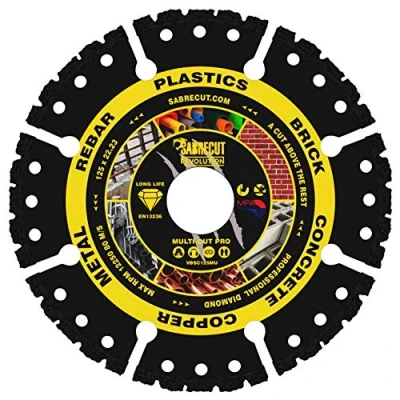 Immagine di 1 x SabreCut VBSC125MU 125 mm (5&quot;) 22,23 alesaggio brasato sottovuoto multi materiale smerigliatrice angolare per sega circolare lama a disco diamantato