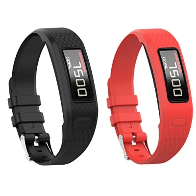 Immagine di Yikamosi Compatibile con Garmin vivofit 1/vivofit 2 Cinturion,Morbido silicone Watch Cinturion traspirante Sostituzione cinghia per 2(Small,Black+Red)
