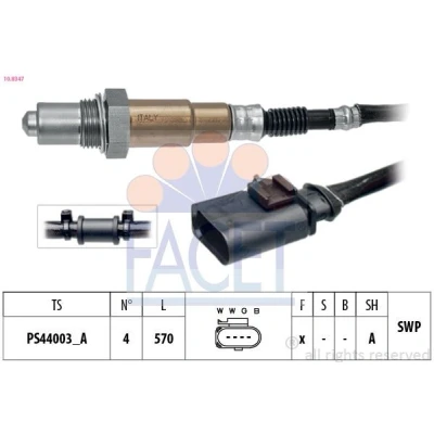 Immagine di FACET 10.8347 Sonda lambda con materiale di fissaggio Made in Italy OE Equivalent riscaldato, planare, Filettatura prelubrificata 4