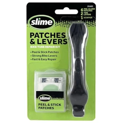 Immagine di Kit per le Gomme Slime 20027 con Skabs Bici, Riparazione Camera d&#039;Aria Antiforatura, Contiene 6 Toppe, 2 Leve Gomma e 1 Raschietto in Metallo